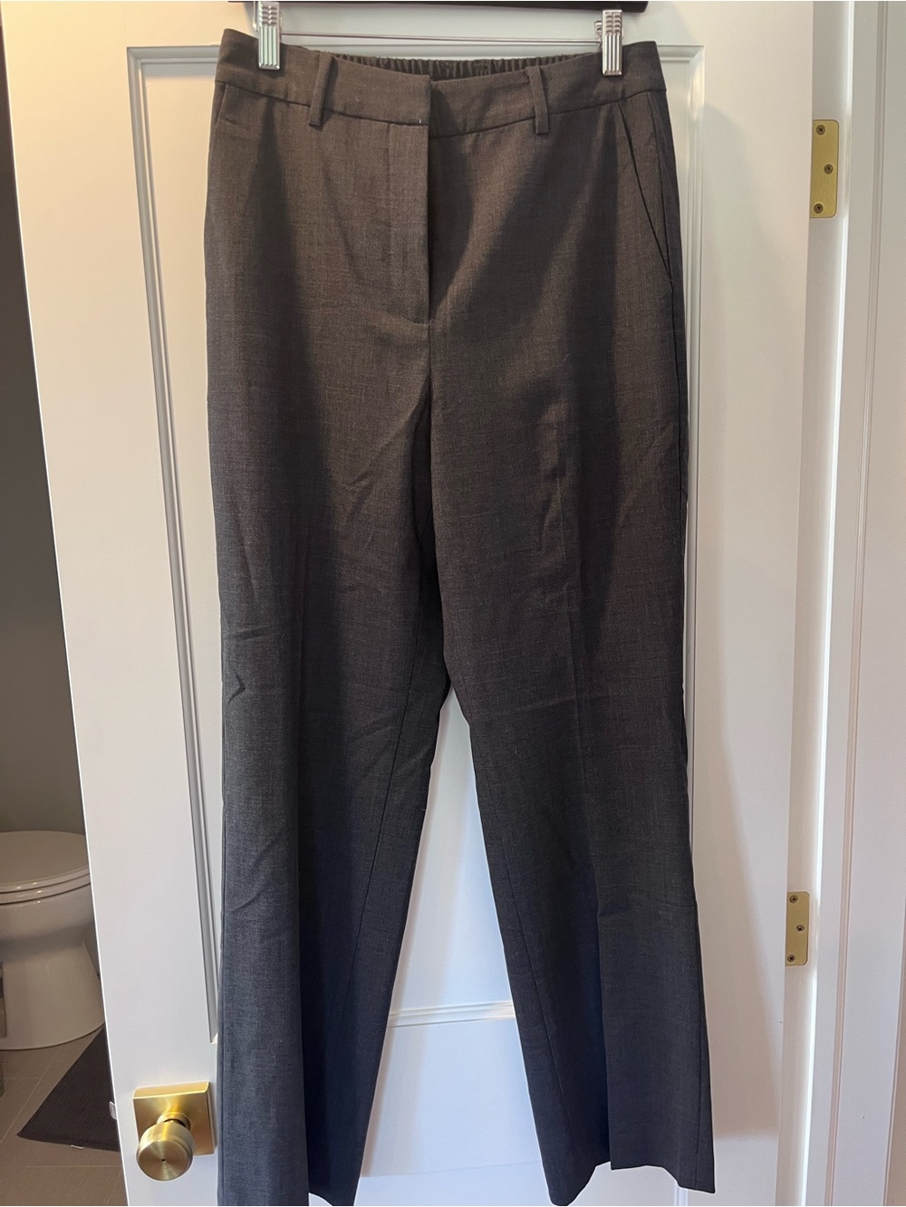 Quince Charcoal Straight-Leg Italian Wool Pants